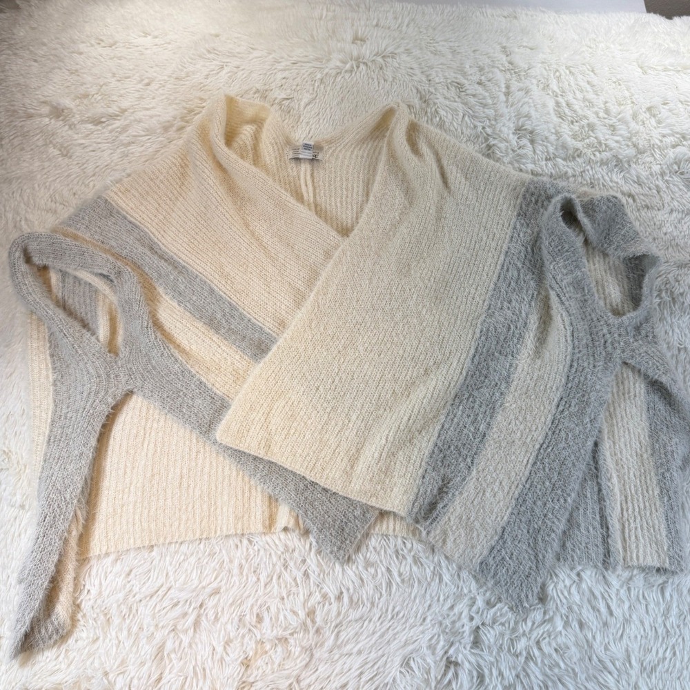 Anthropologie Saturday Sunday Oversized Cream Striped Knit Cardigan One Size - Picture 6 of 9